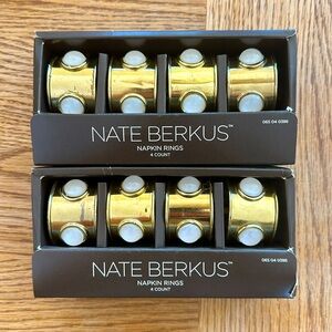 NATE BERKUS Gold + White Stone Napkin Rings - Set of 8